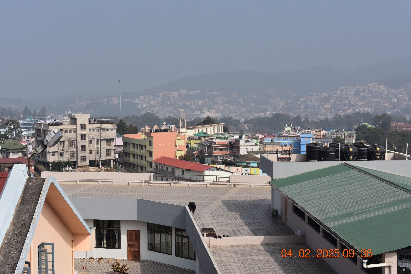 Rooftop terrace overlooking Shillong rooftops